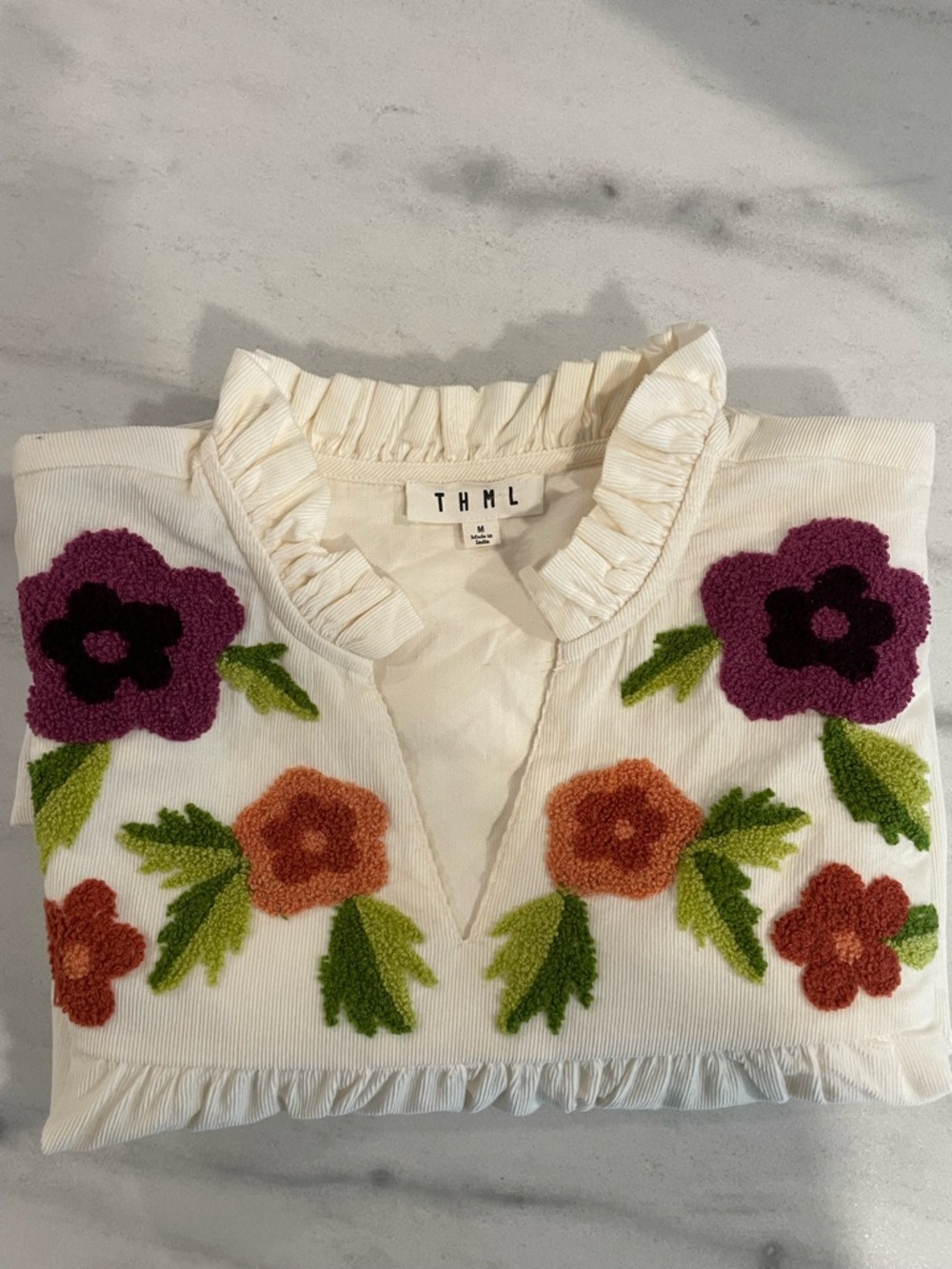 THML top with colorful embroidery floral (100%cotton) - Picture 2 of 3